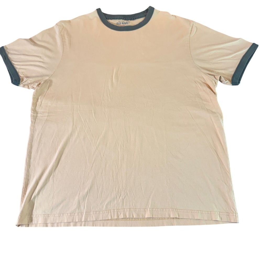 Old Navy Mens Ringer Tee XL Yellow Green Trim Short Sleeve Retro Y2K Indie